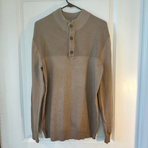 NWOT Club Room Button Up Mock Neck Cracked Walnut Sweater, size Medium